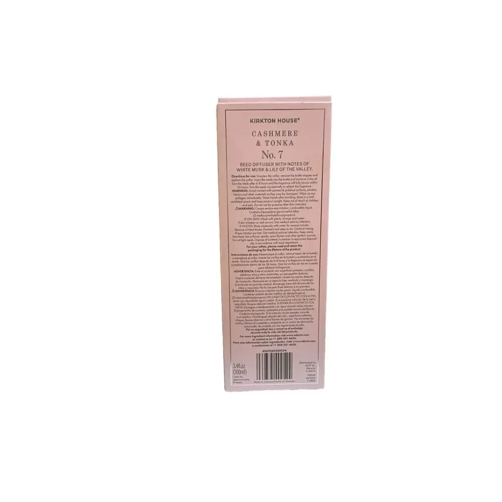Kirkton House Reed Diffuser Cashmere & Tonka No. 7 Lily White Musk Vanilla 3.4oz